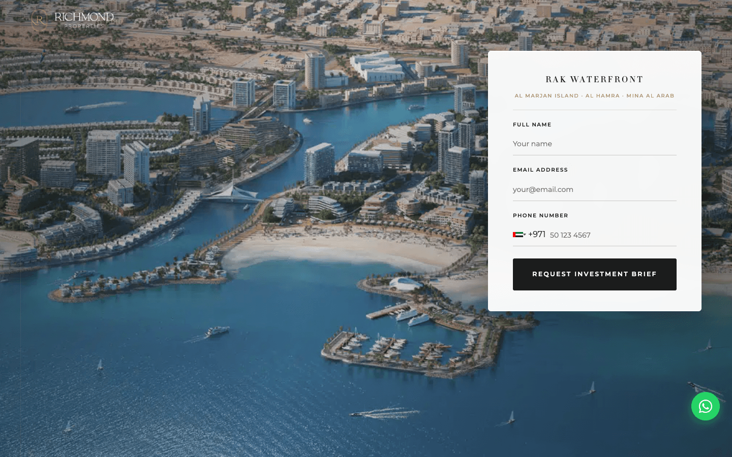 RAK Luxury Waterfront homepage screenshot