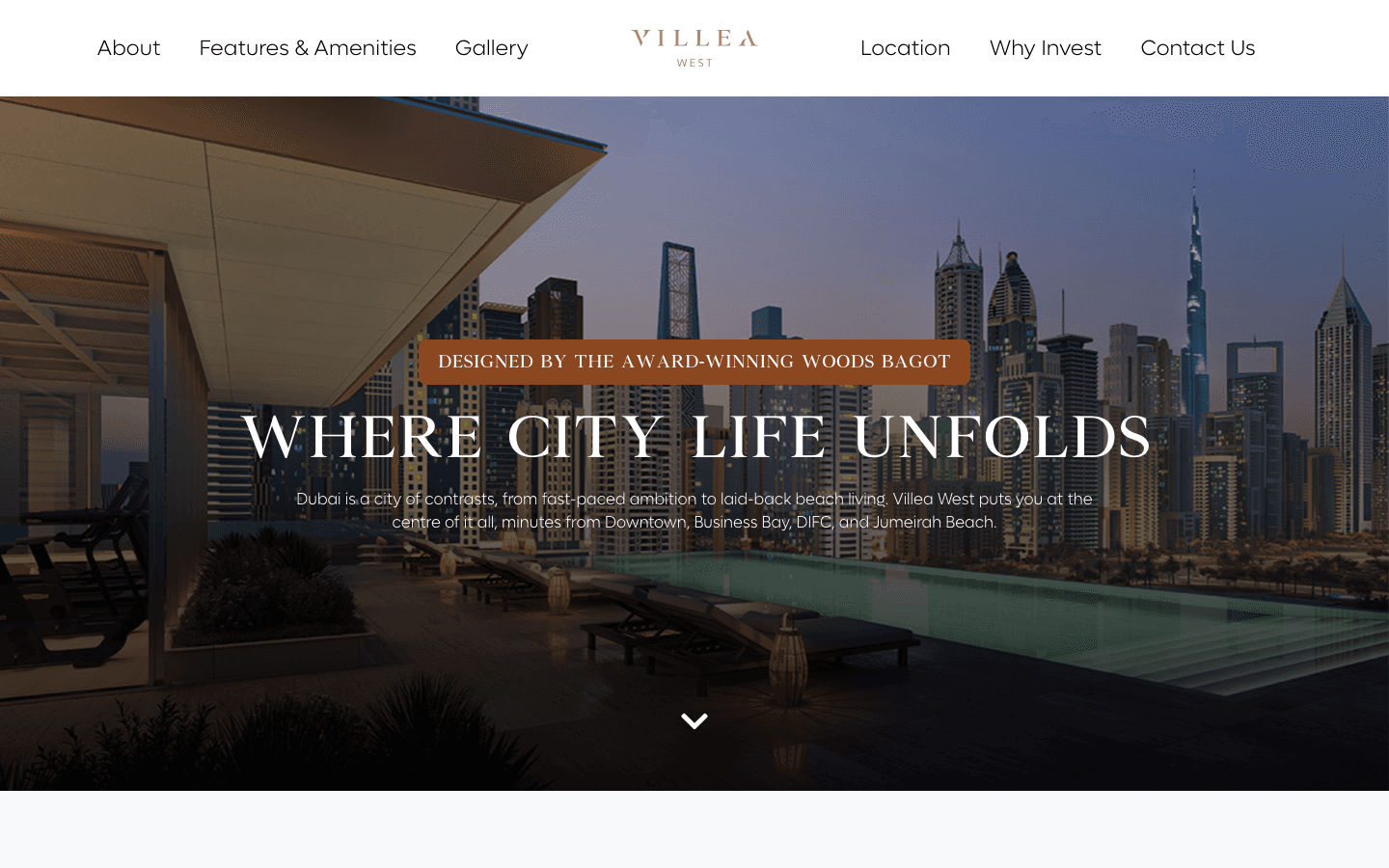 Villea West homepage screenshot